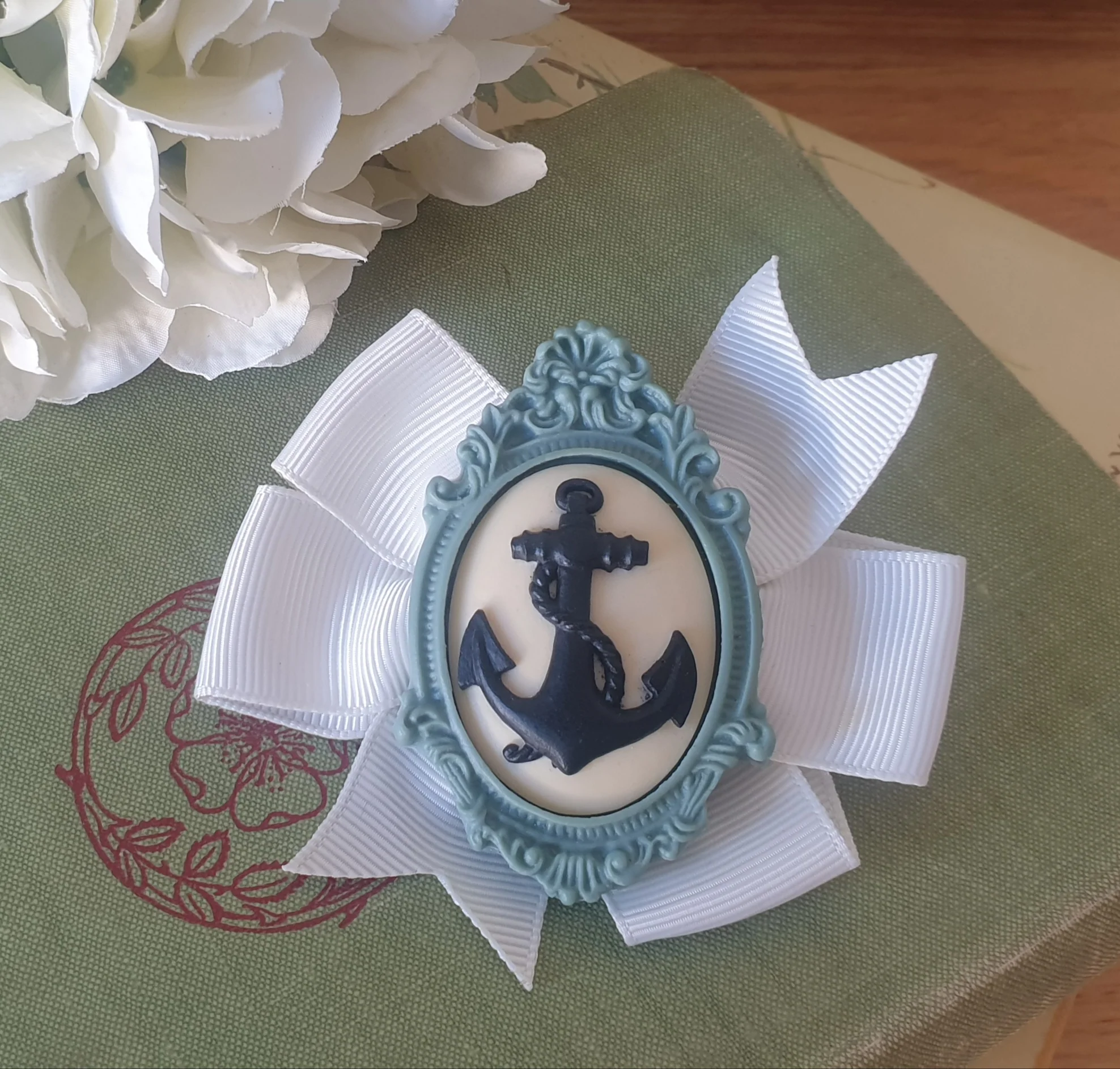 Anchor in Cream - Bow Hair Clip - Image 2