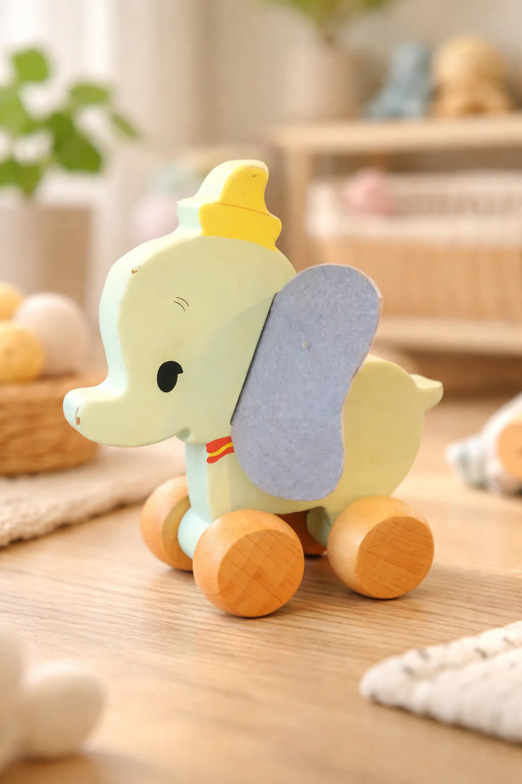 Baby Dumbo Wooden Roll-Along Toy - Image 2