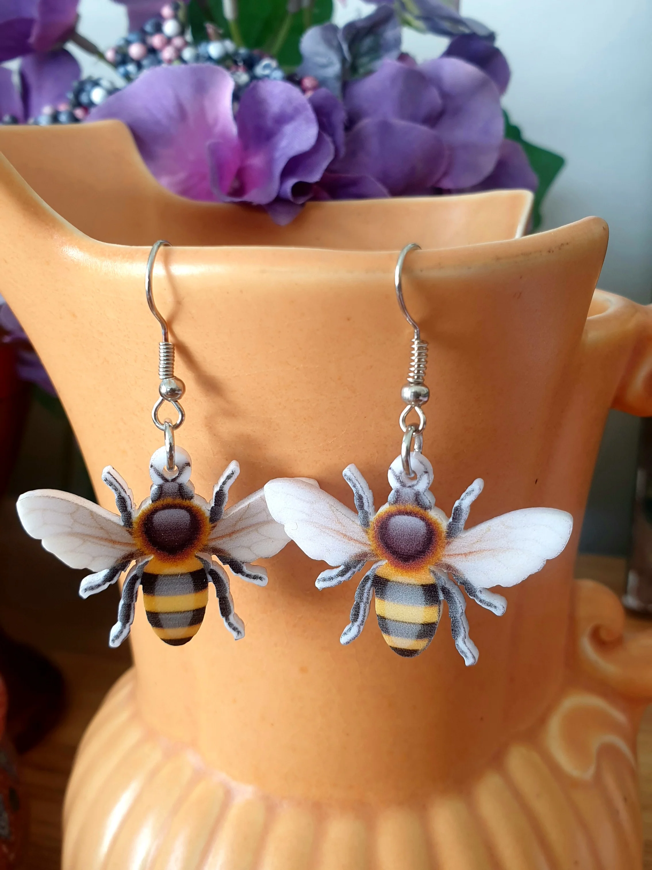 Bee Acrylic Hook Earrings - Image 2
