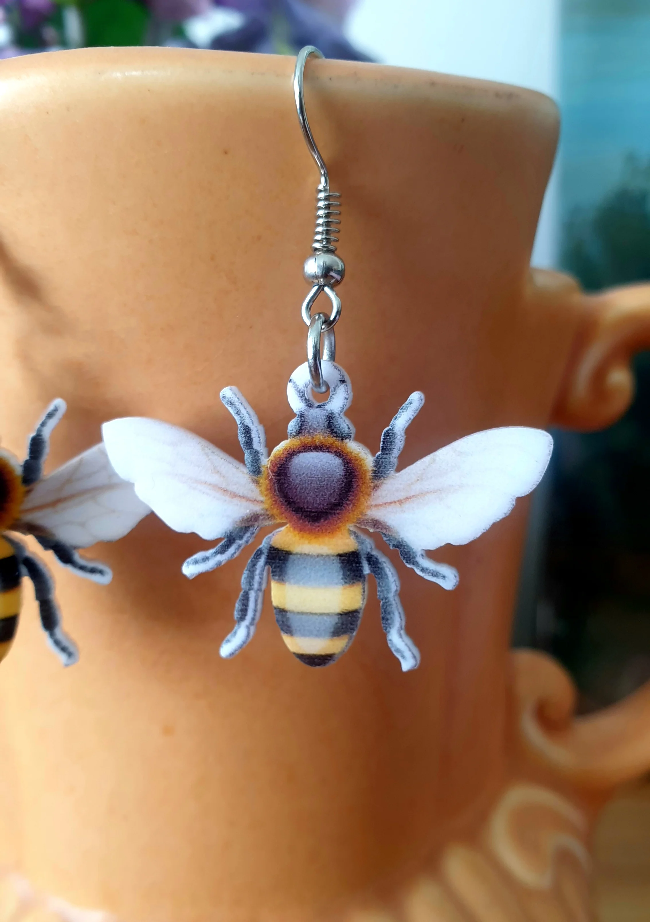 Bee Acrylic Hook Earrings - Image 3