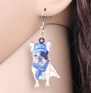 French Bulldog in Blue Earrings - Image 2
