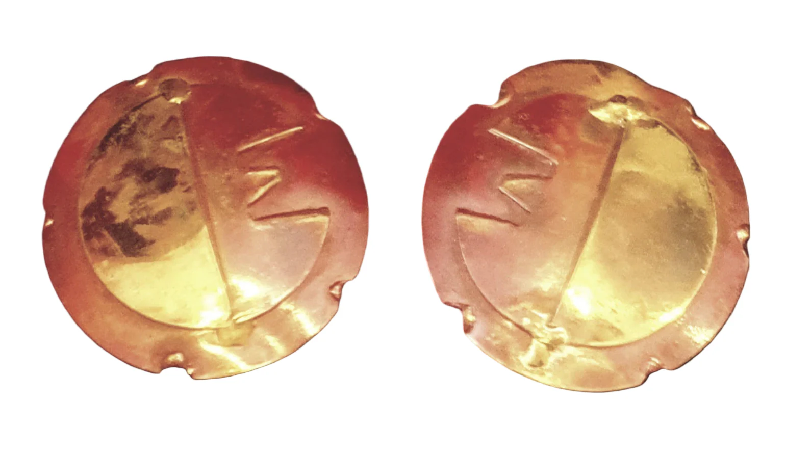 Copper & Brass Brutalist Vintage Clip-On Earrings