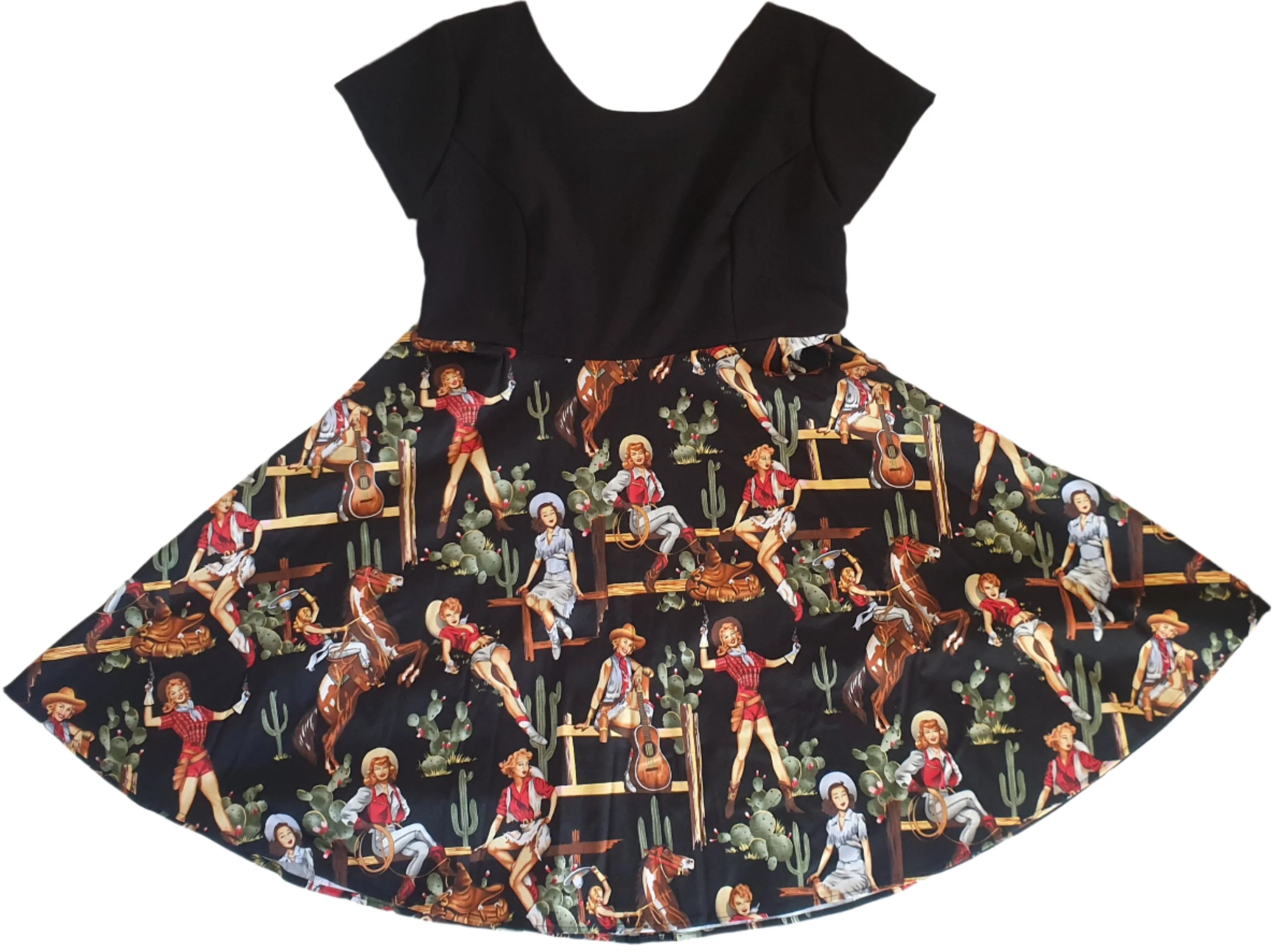 Cowboy Black Top Audrey Dress - Planet Retro Original (Large) - Image 2