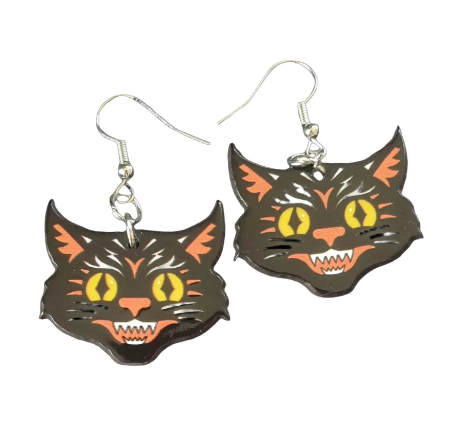 Crazy Cat Acrylic Hook Earrings