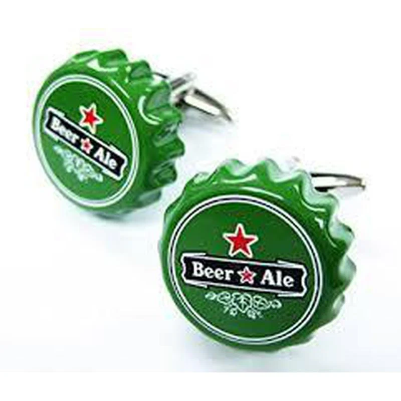 Cufflinks - Green Beer & Ale Bottle Cap