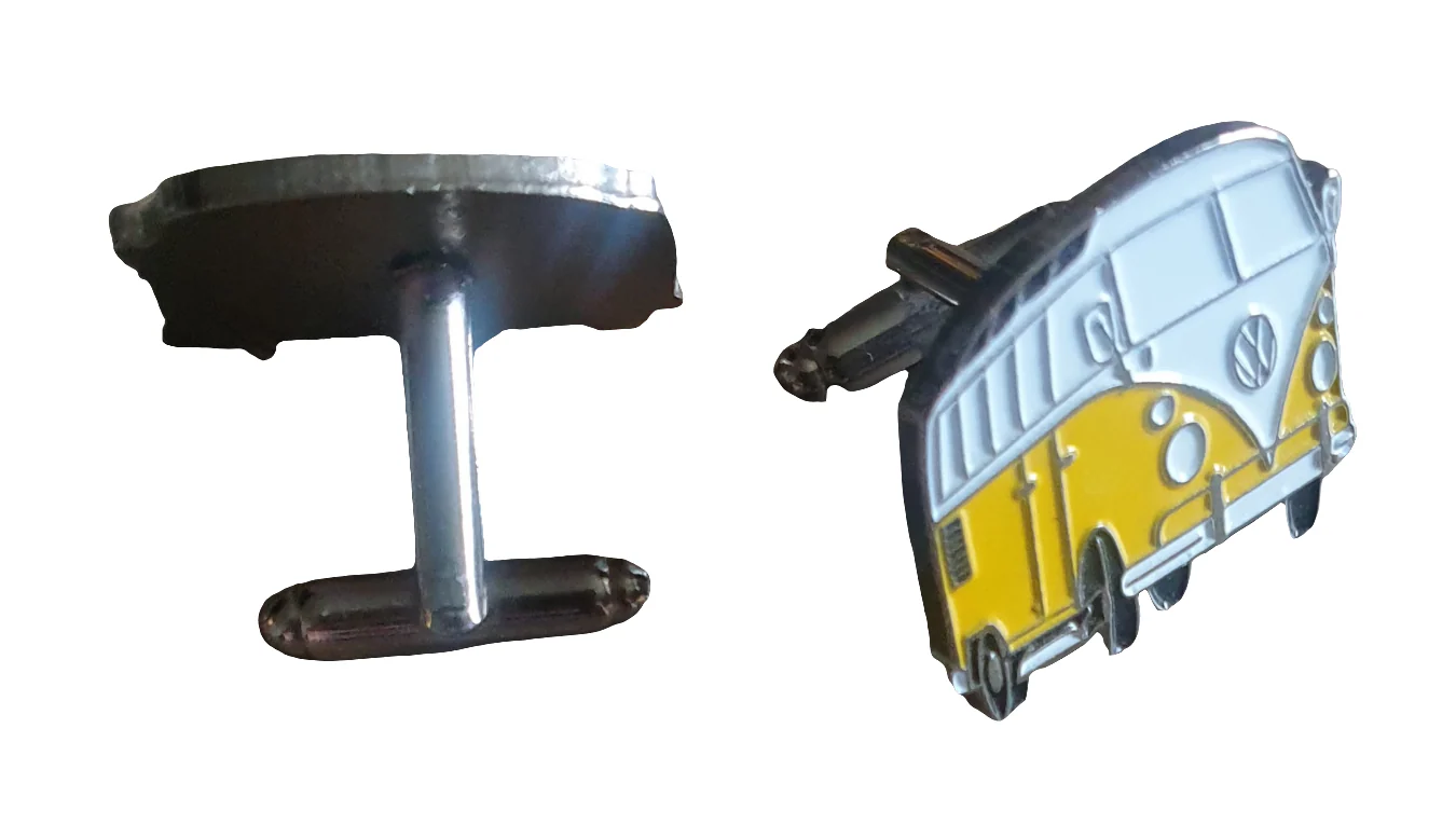 Yellow VW Combi Vans Cufflinks - Image 2