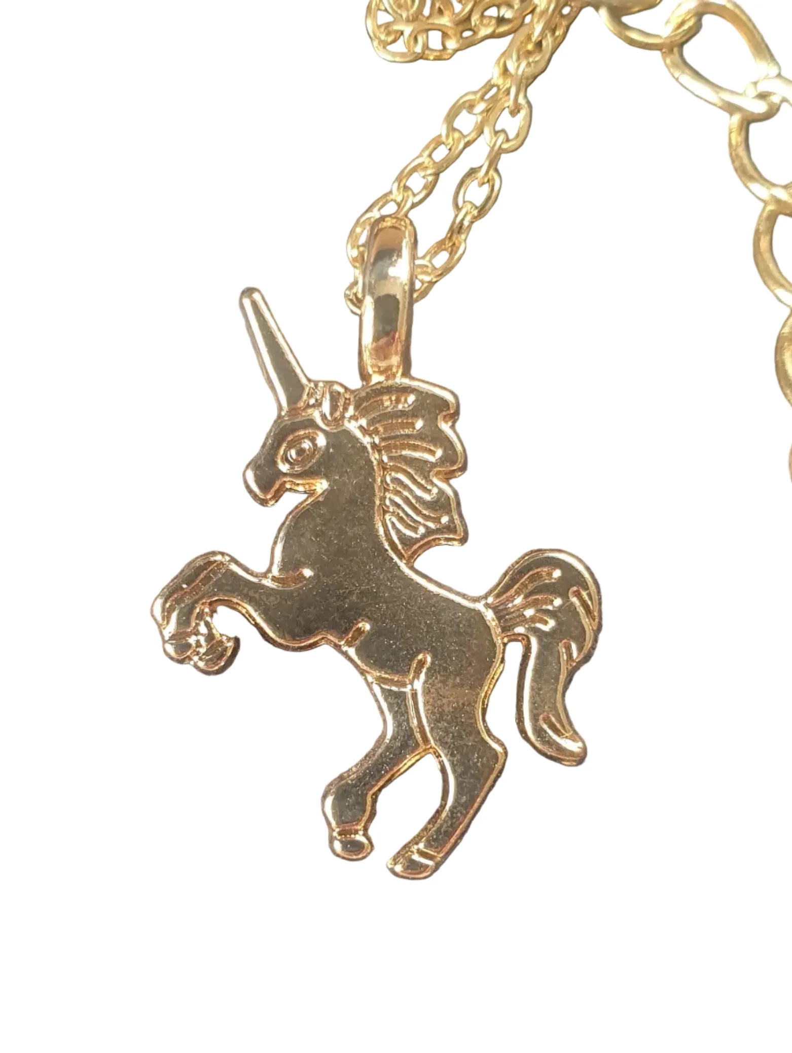 Gold Tone Tiny Unicorn Necklace