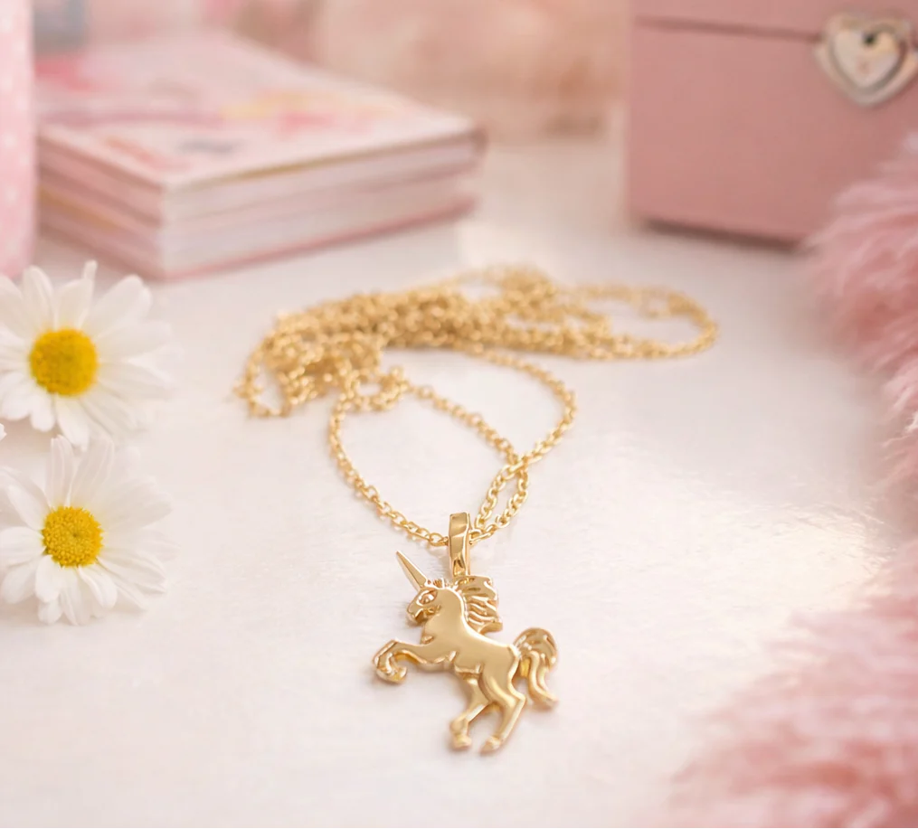 Gold Tone Tiny Unicorn Necklace - Image 2