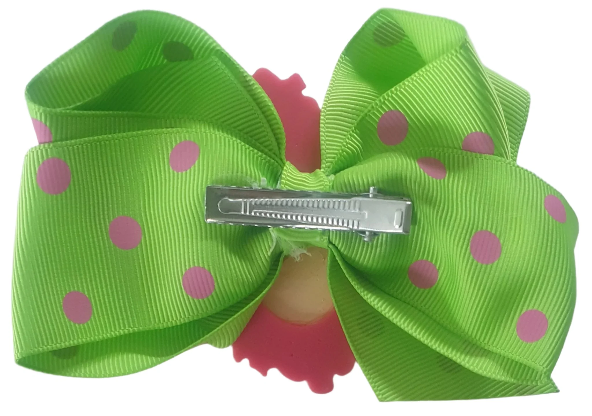 Lime & Pink Cherries - Bow Hair Clip - Image 2