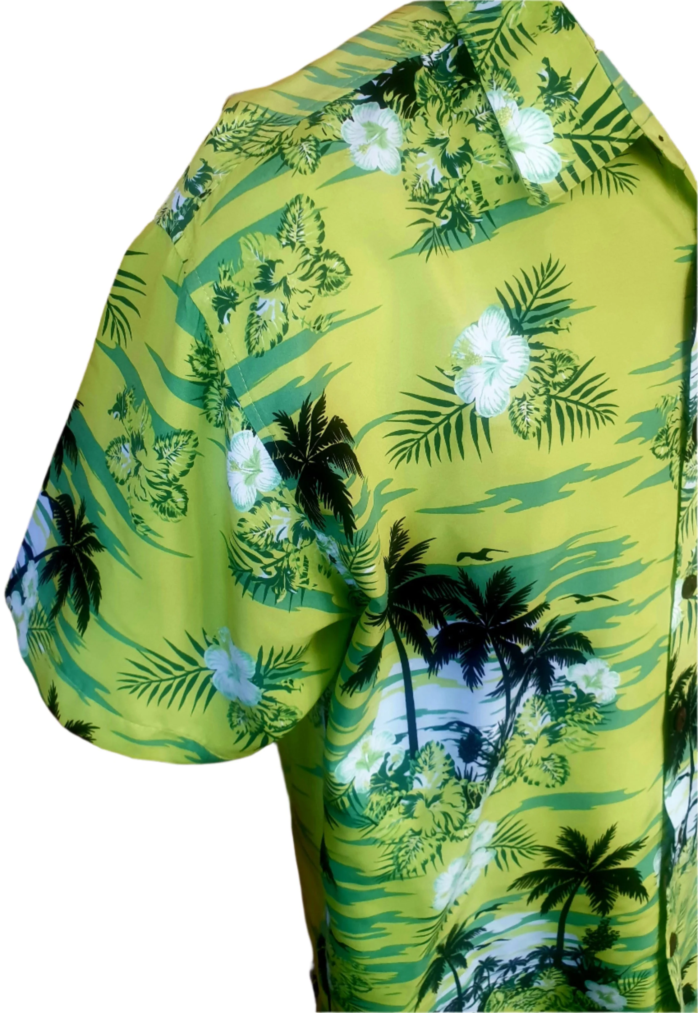 Lowes Lime Green Tropical Hawaiian Shirt (XL) - Image 3