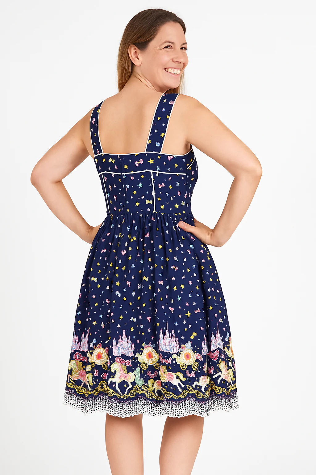 Nineteen 50 Princess Print Navy Dress (Small) - Image 2