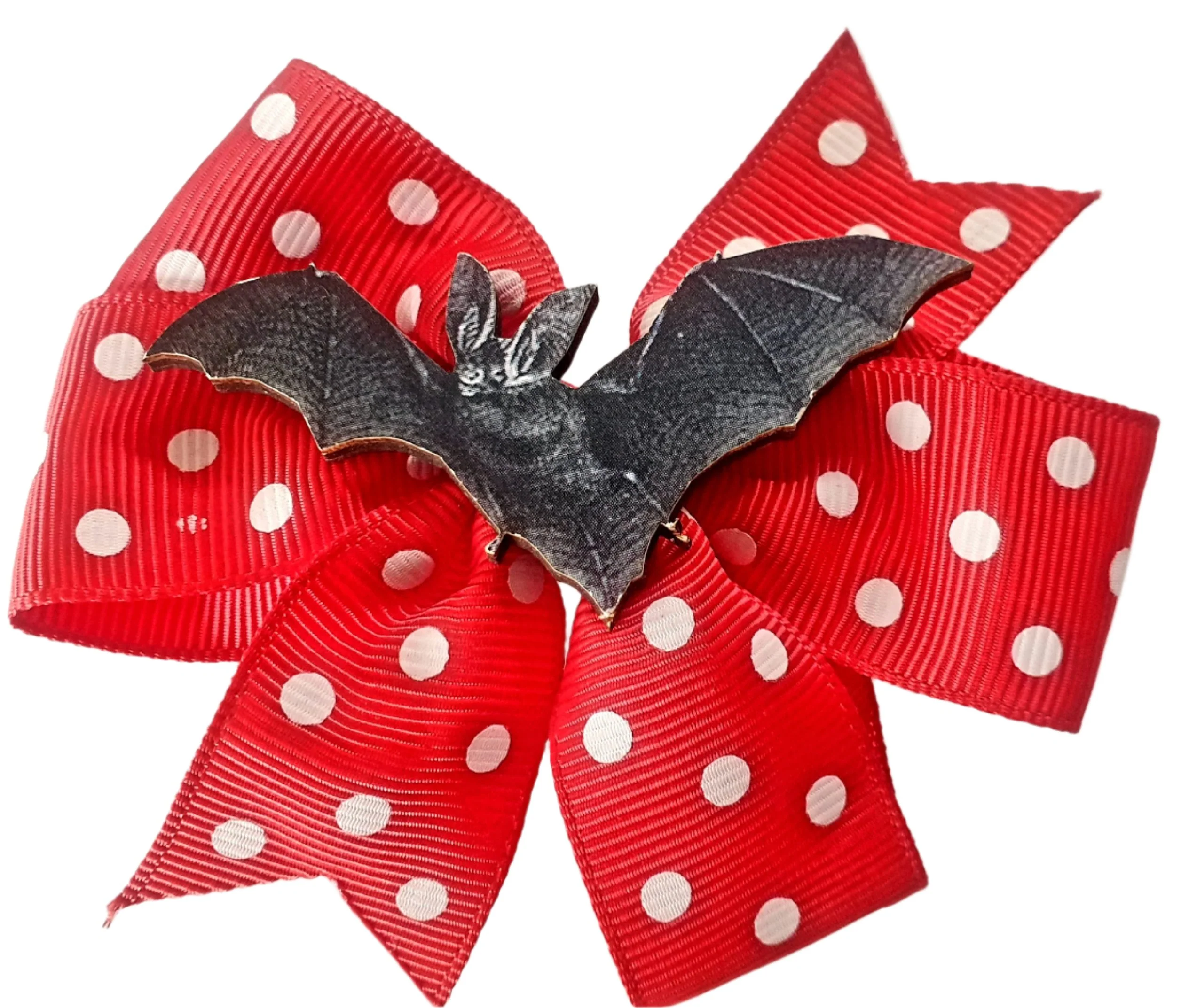 Polka Dot Bats - Bow Hair Clips - Image 2