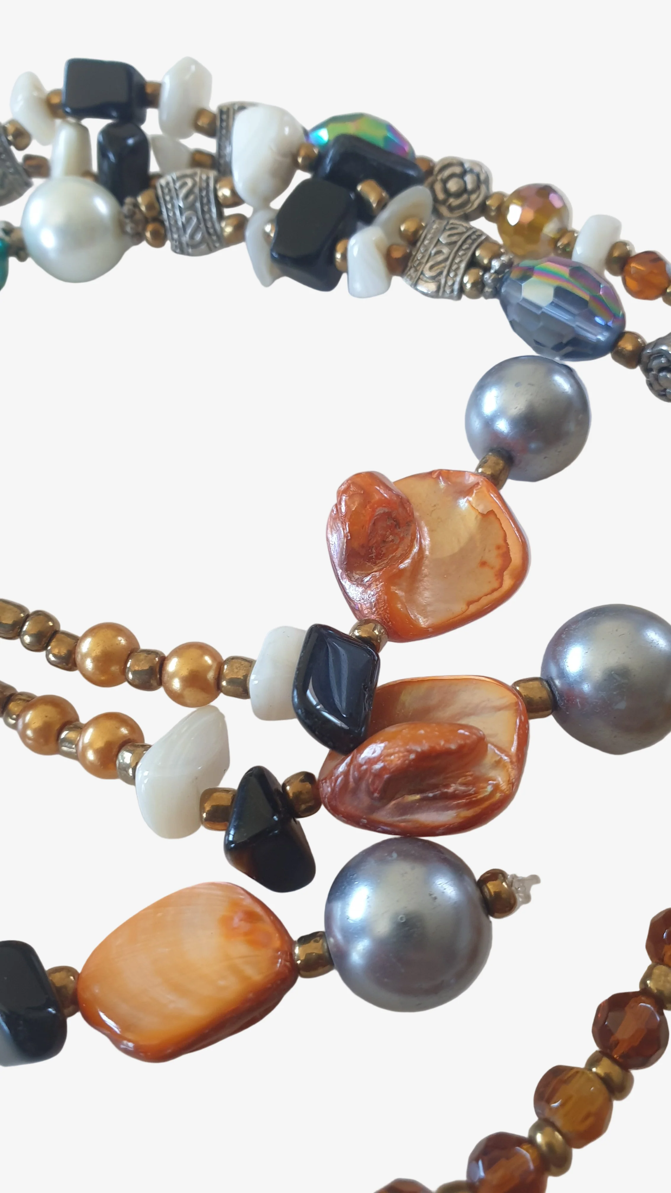 Retro Glam Long Beads Necklace - Earth Tones - Image 3
