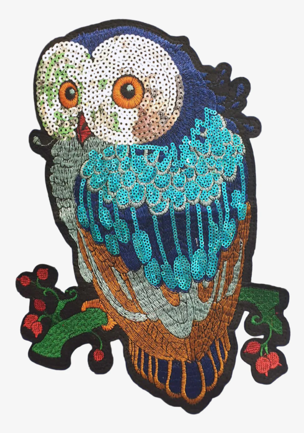 Sequin Embroidered Patch - Owl 28 x 20cm