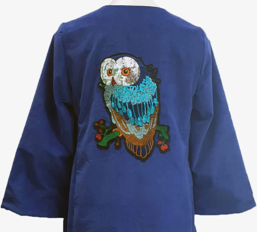 Sequin Embroidered Patch - Owl 28 x 20cm - Image 2