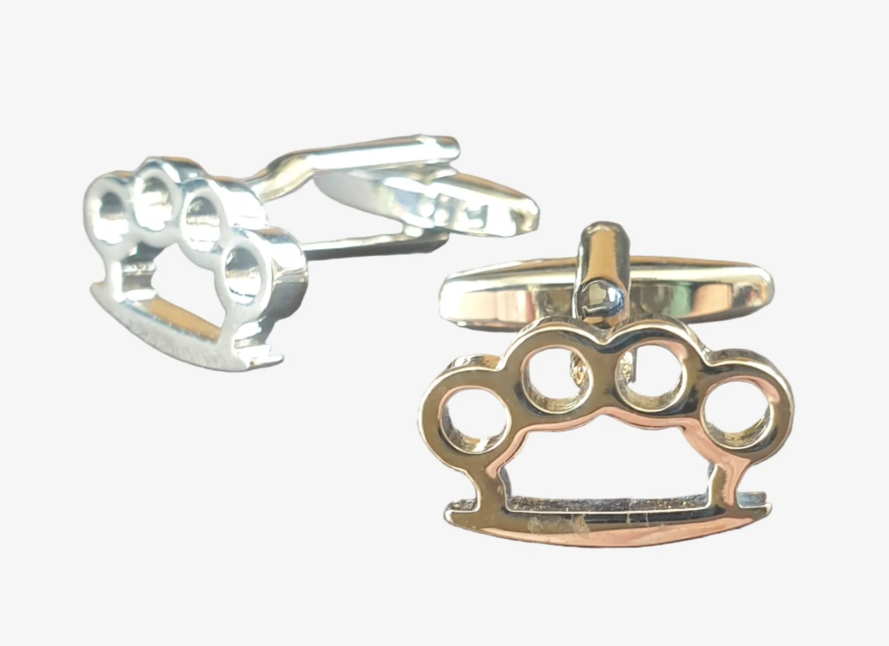 Silver Knuckle Duster Cufflinks - Image 2