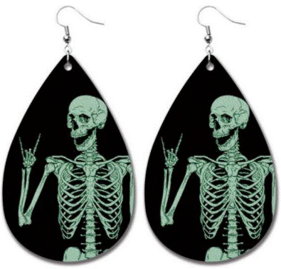 Skeleton Teardrop Earrings - 3 Designs - Image 2