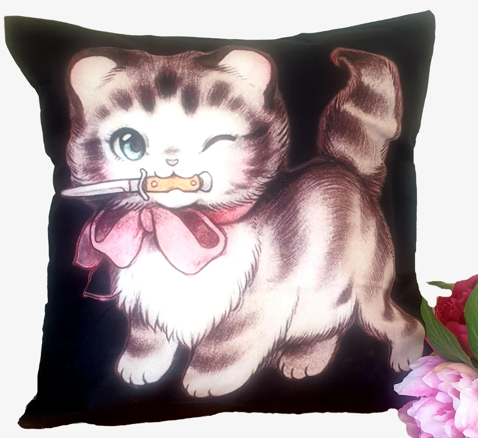 Stabby Stab Kitten - Lu Lu Deluxe NZ - Cushion Cover