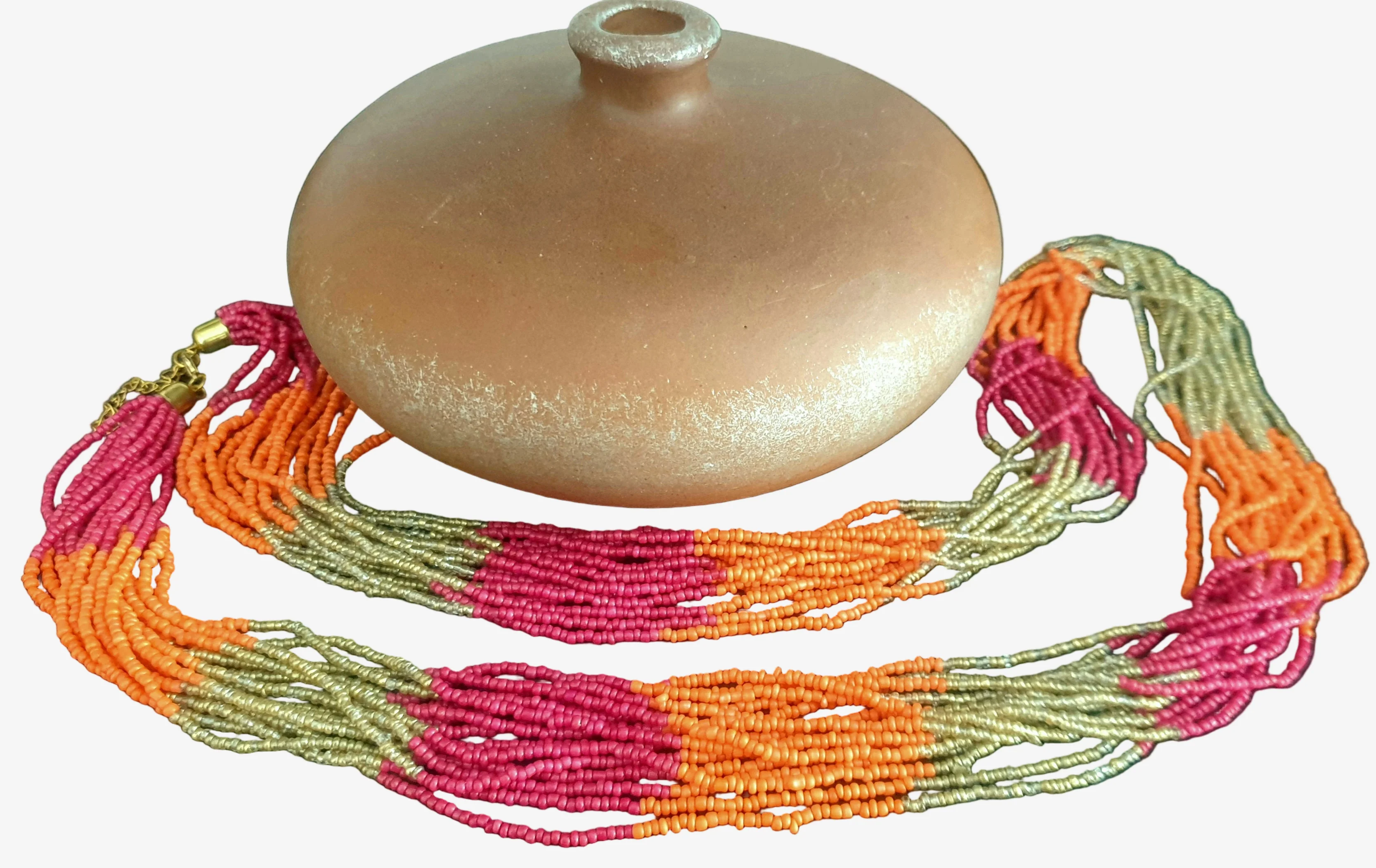Sunset Seed Bead Tribal Necklace