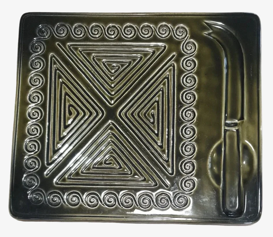 Sylvac Mid-Century Green Ceramic Cheese Board – England