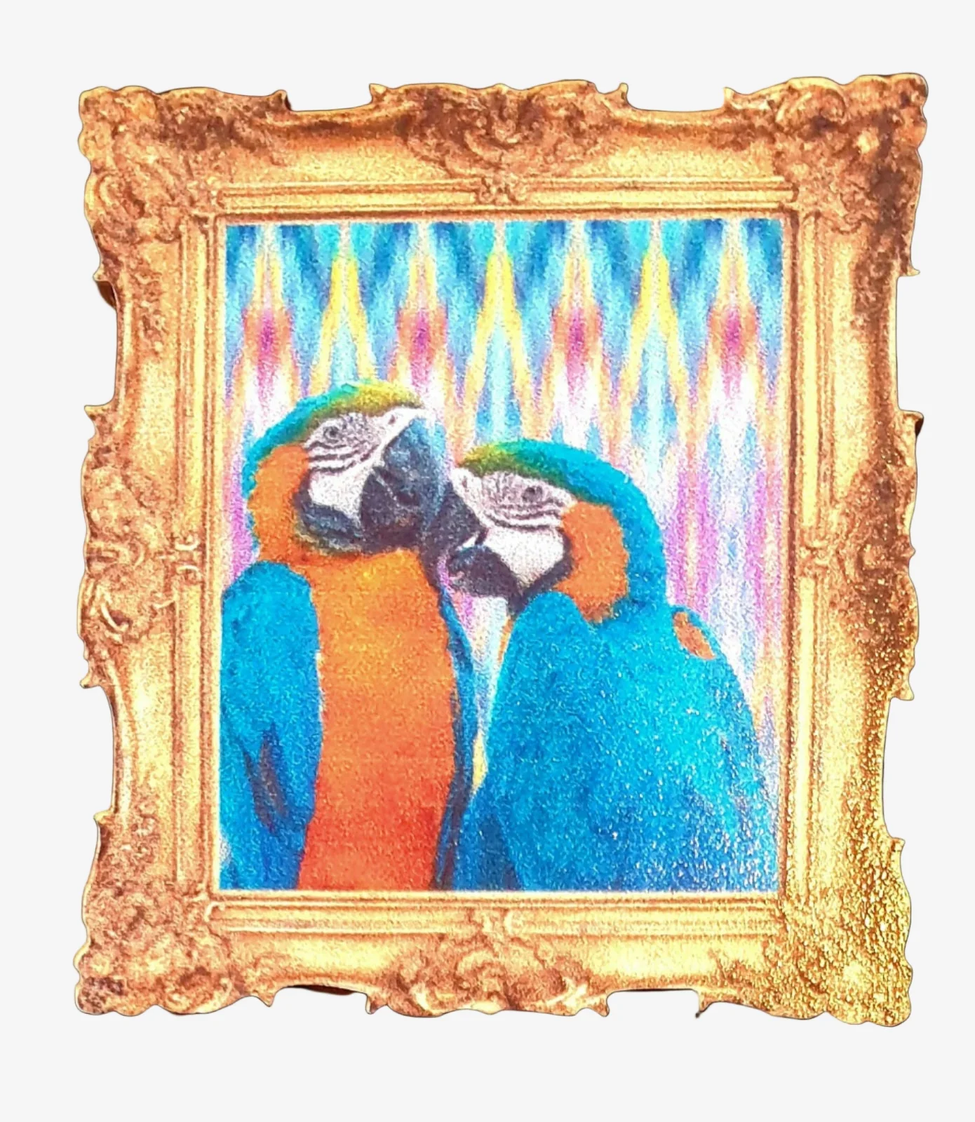 Art of Parrots Wooden Brooch