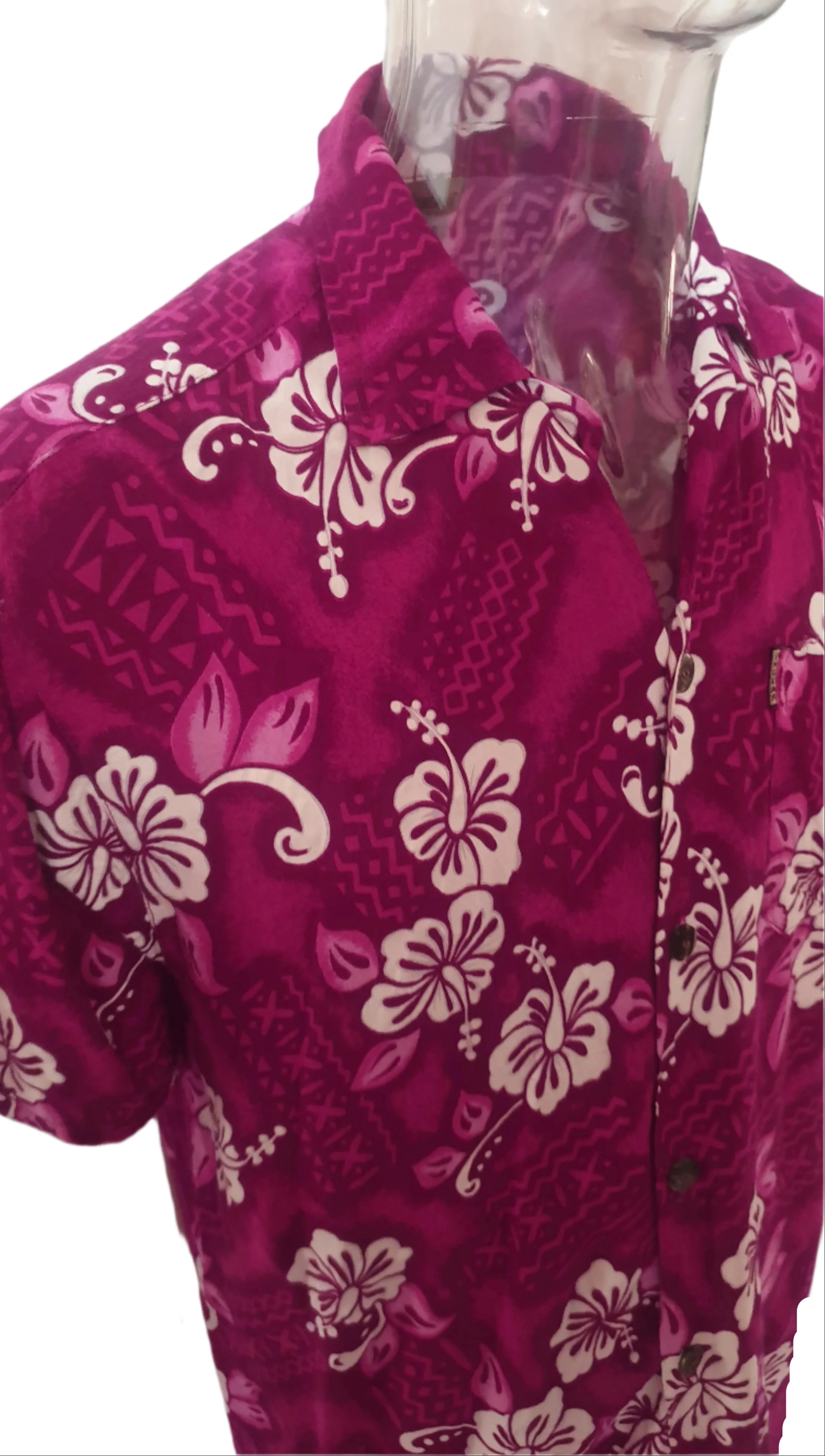 Tropical Purple & White Hibiscus Shirt (XL) - Image 3