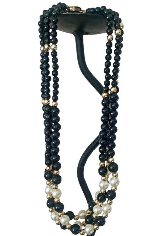 Vintage 1960s Black & Pearl Statement Necklace - Image 3