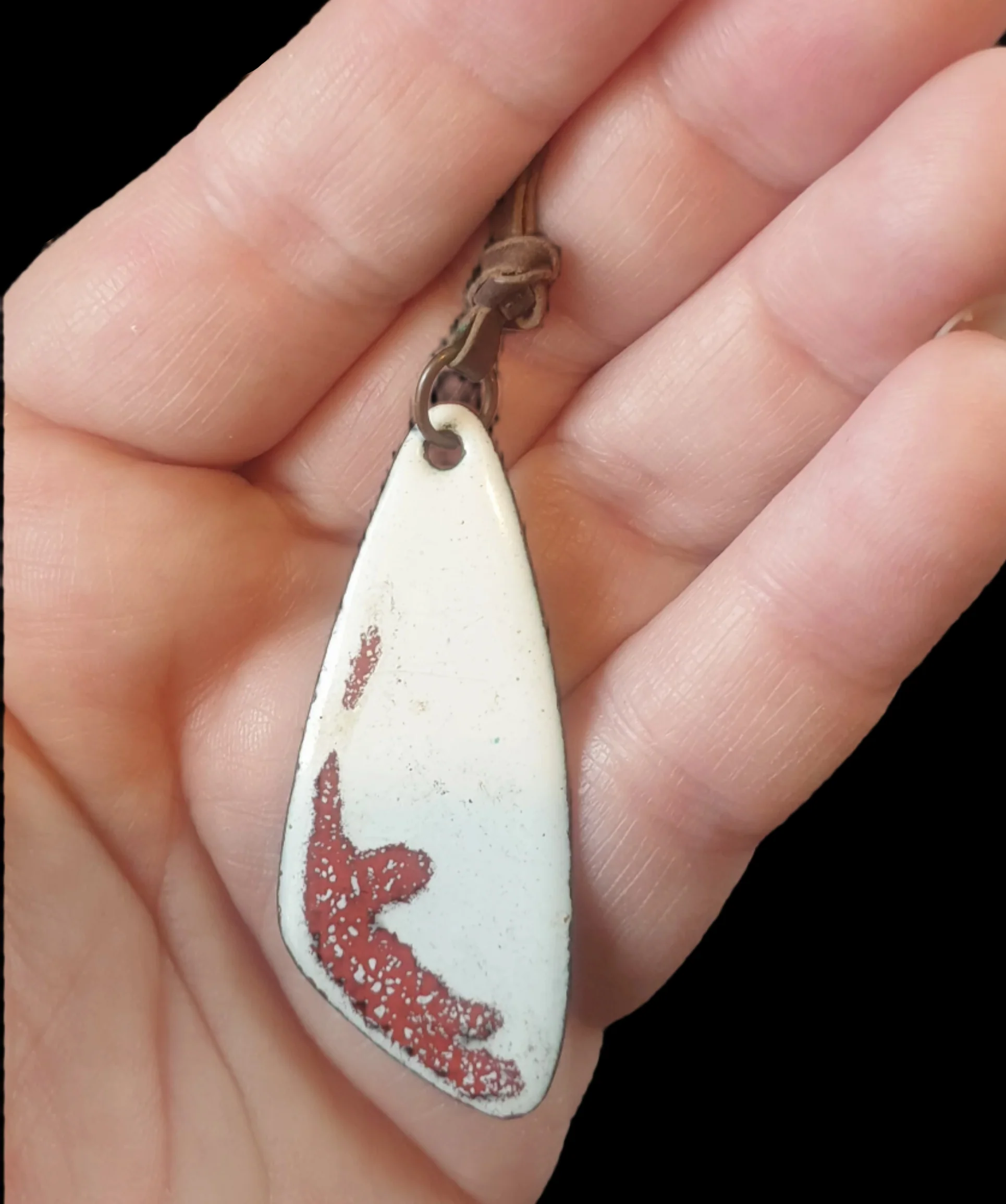 Vintage 1970s Enamelled White & Red Copper Necklace - Image 2