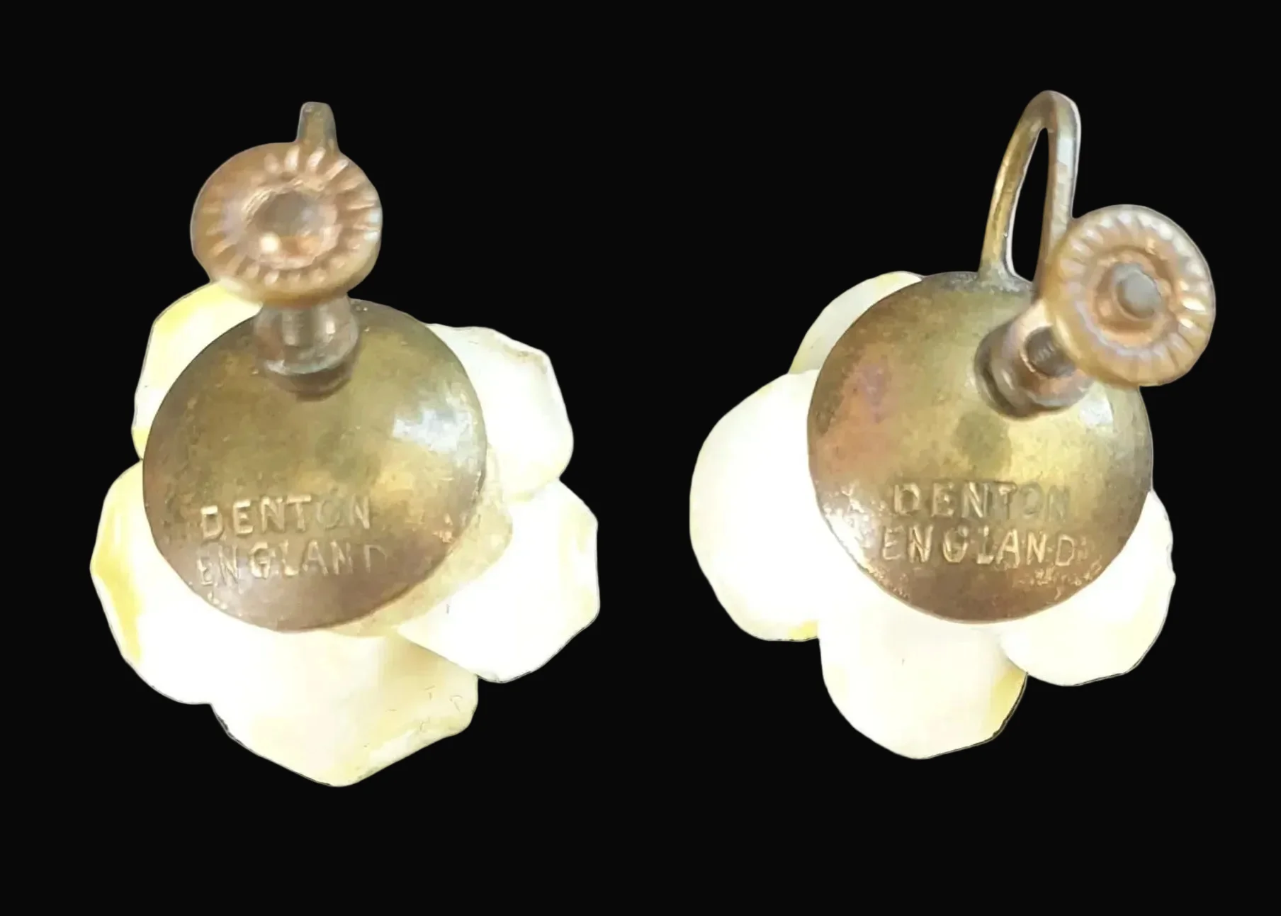 Vintage Denton UK Bone China Rose Screw-Back Earrings - Image 3