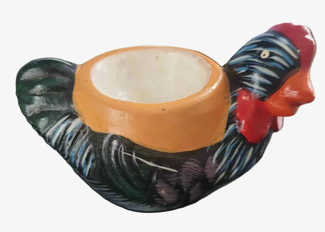 Vintage French Folk Art Chicken Egg Cups – Pair - Image 5