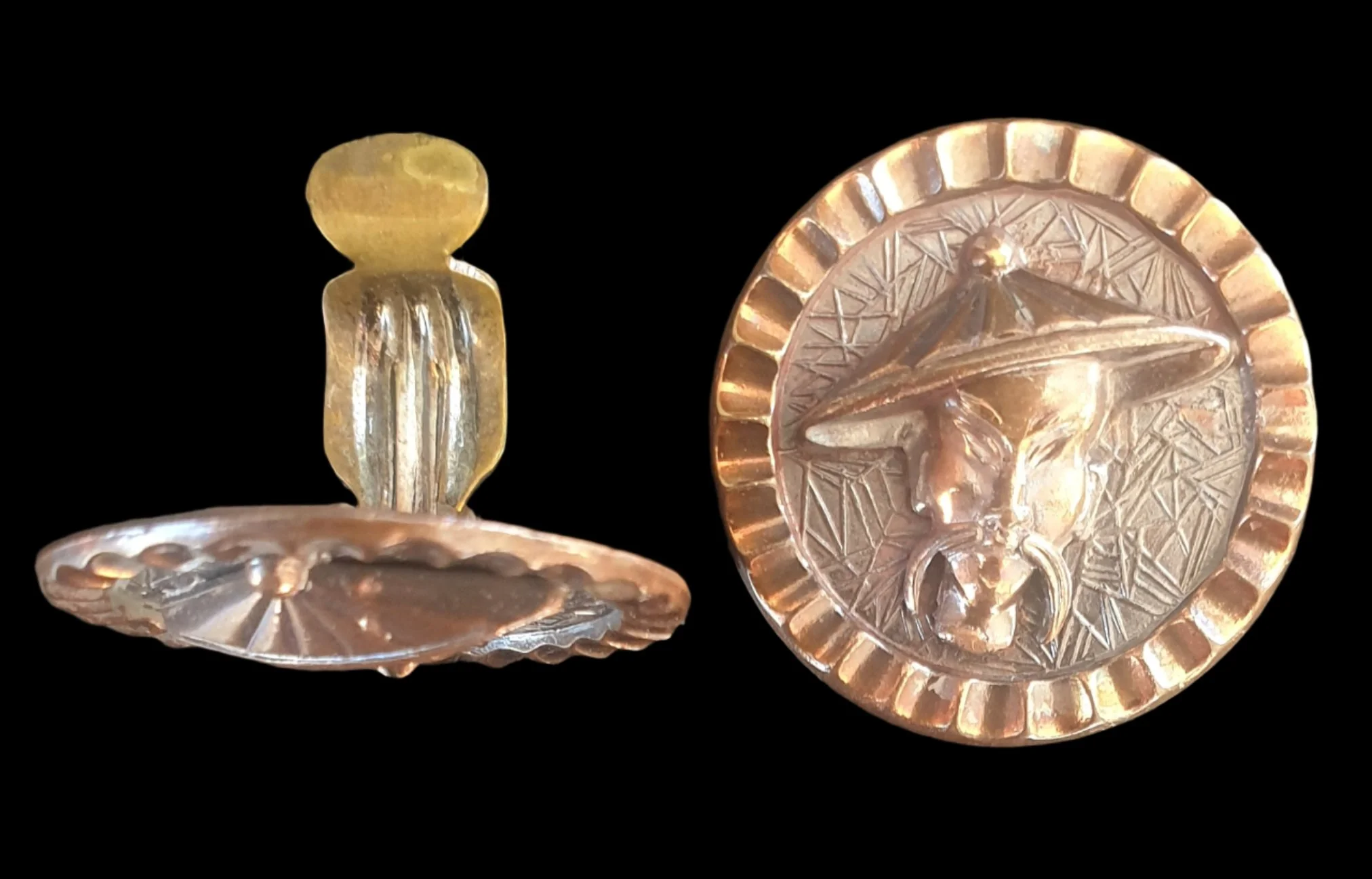 Vintage German Asian Man Clip On Earrings - Image 3