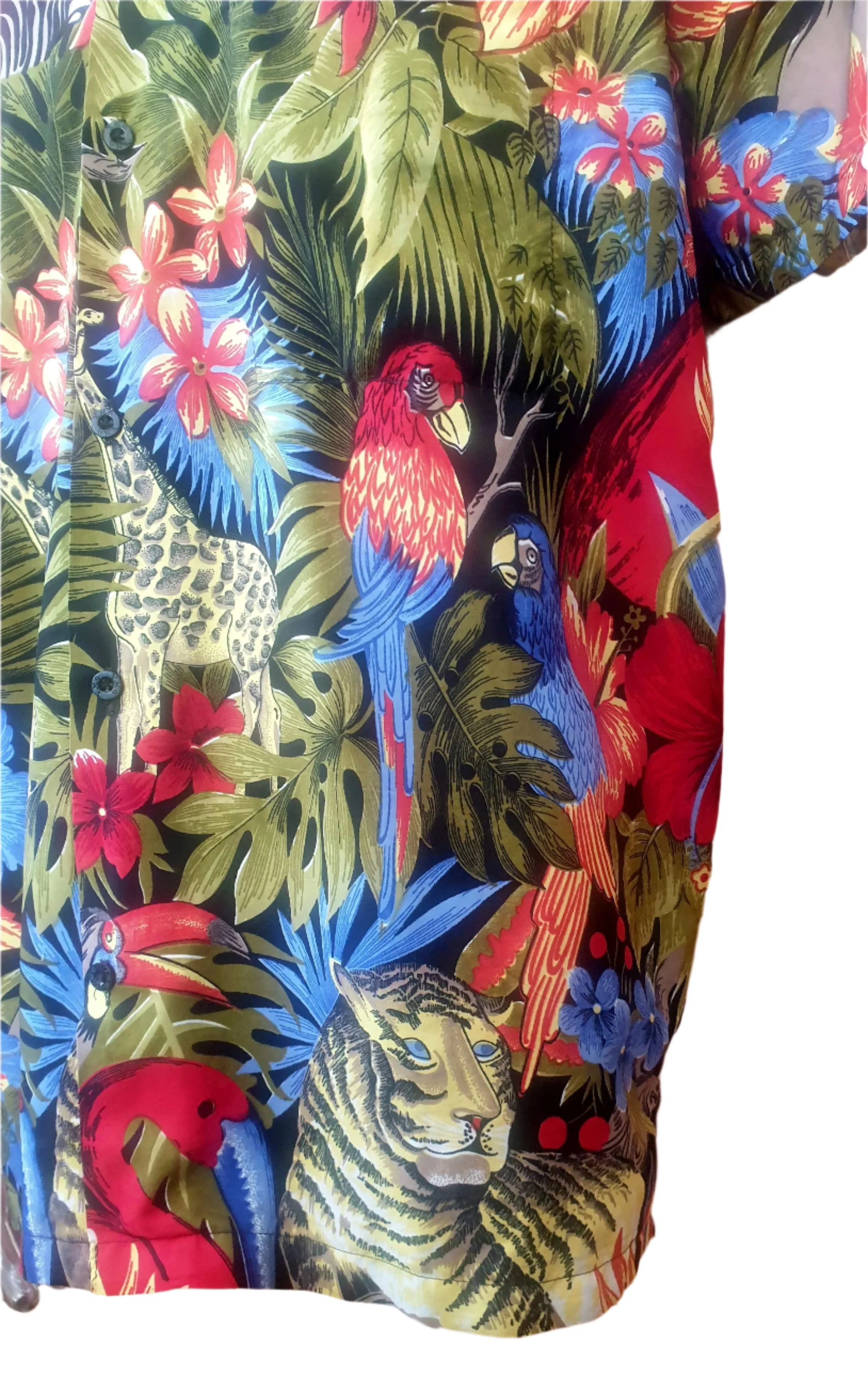 Vintage Tiger & Birds Tropical Shirt (Large) - Image 3