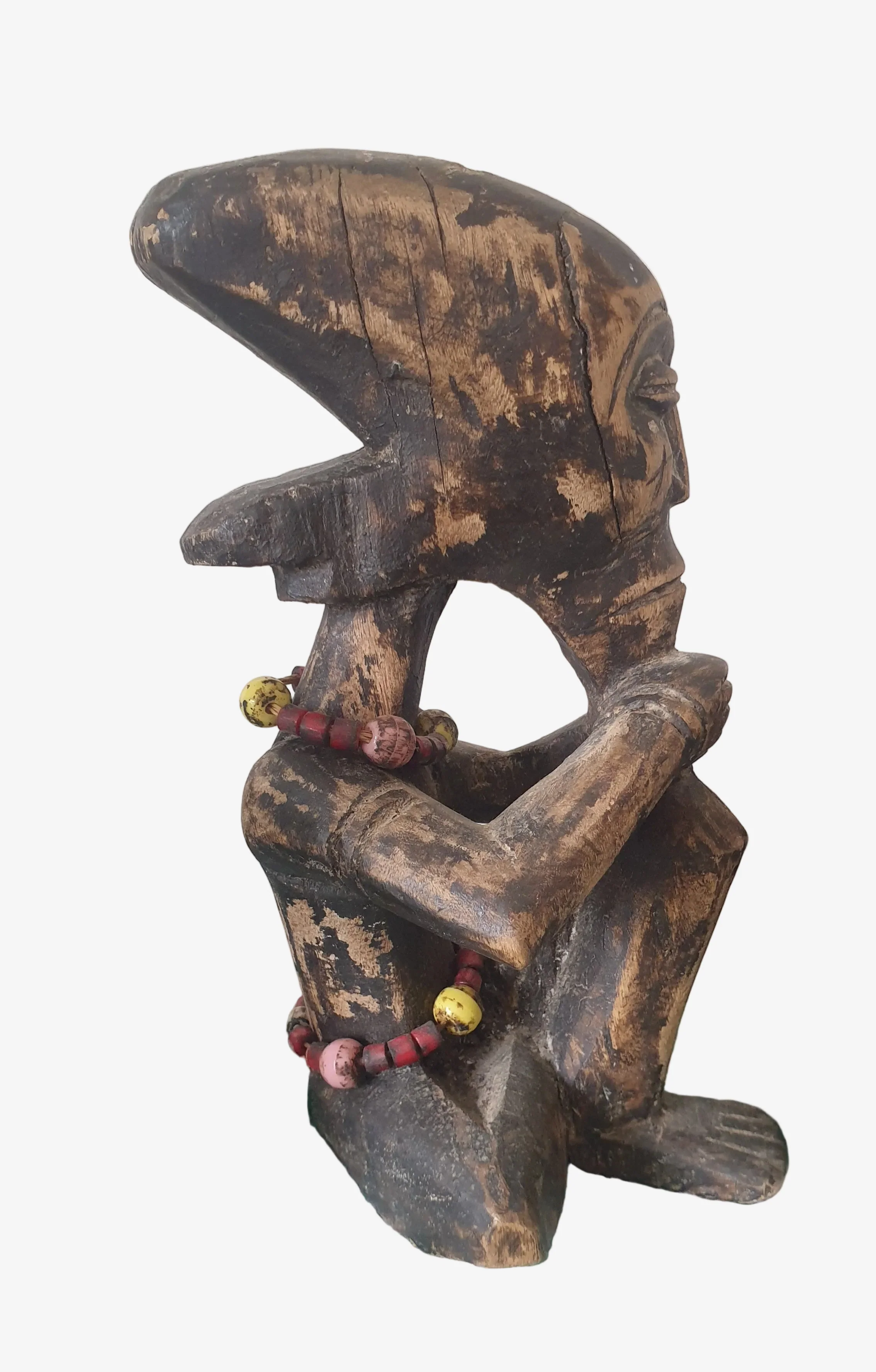 Vintage Carved Wooden Thinking Man (African?) - Image 3