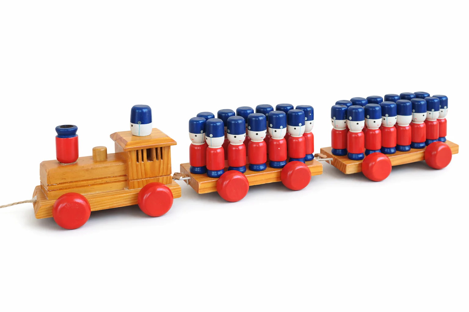 Vintage Wooden Soldiers Pull-Along Train Toy - Image 7