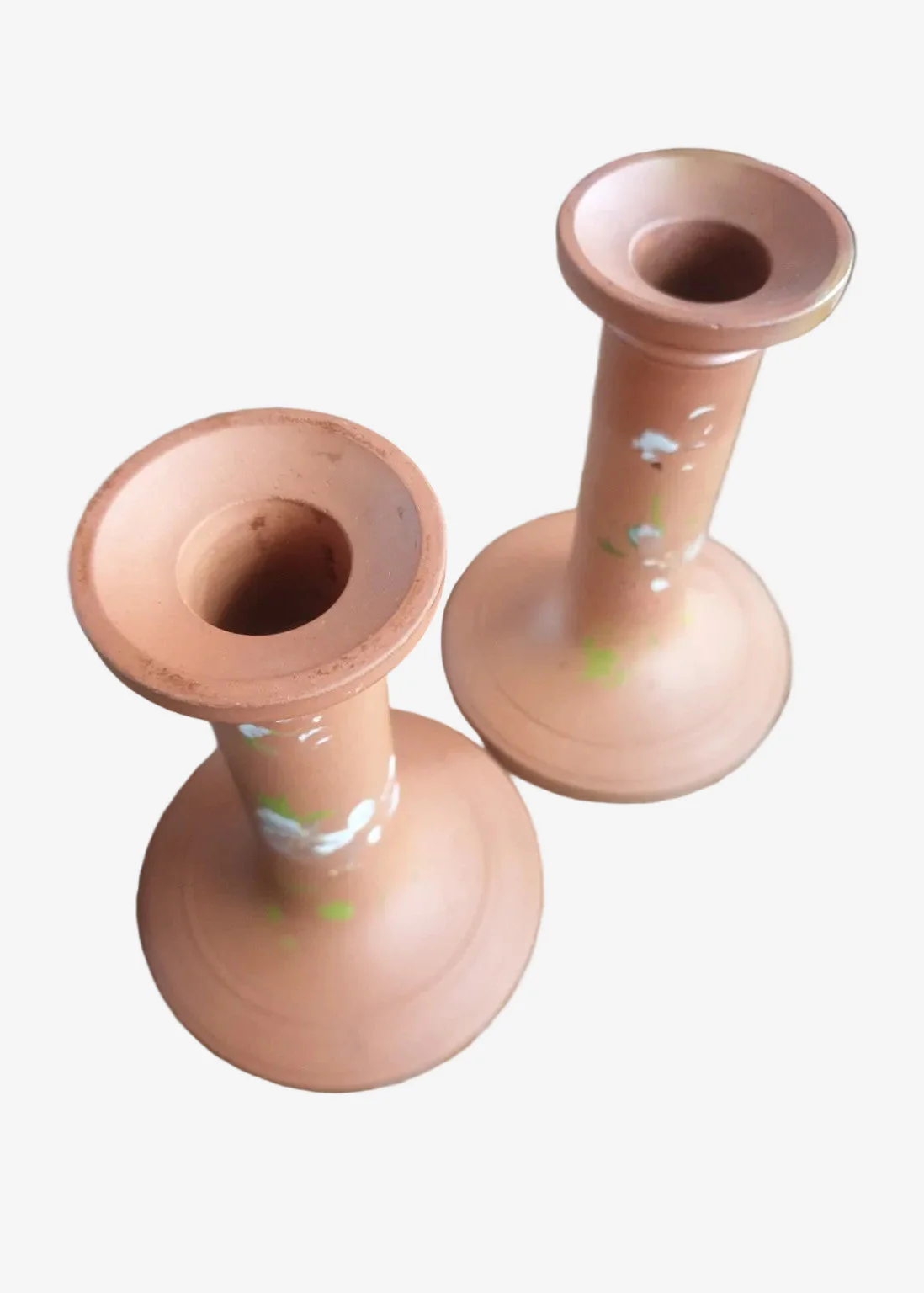 Watcombe Torquay Terracotta Candlestick Holders Pair - Image 3