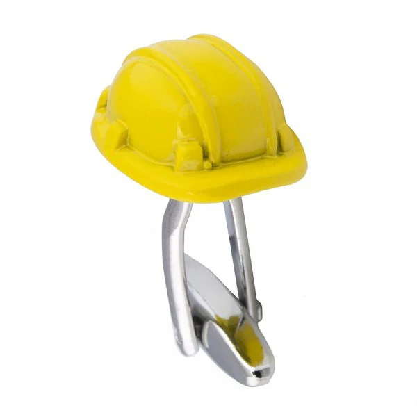 Yellow Construction Hats Cufflinks - Image 2